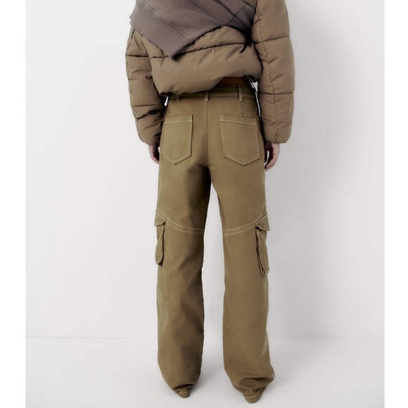 NWT Zara high waisted wide leg cargo pants - Picture 5 of 7